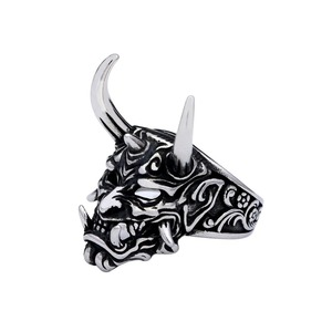 yunnique Viking <b>Titanium</b> Steel Men's <b>Ring</b> Mask Skeleton Design Geometric Shape Gift Jewelry - Product Image 5