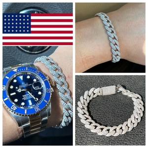 18 Zoll 10mm 14mm S925 Massives Sterlingsilber Weißgold Diamant VVS Moissanit Kubanische Gliederkette Miami Halskette für Herren - Product Image 4