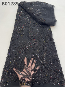 Chocoo Nhà Máy Giá Luxury Bridal <span class=keywords><strong>sequin</strong></span> đính cườm ren vải đỏ phi thêu Net đính cườm Ren Vải cho đám cưới - Product Image 2