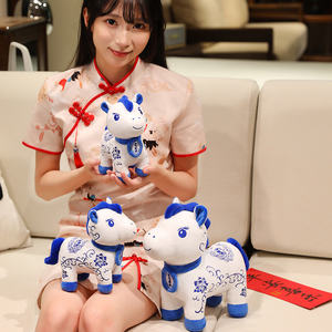 节日新年吉祥物毛绒动物卡通马超柔软毛绒布料毛皮环保PP棉填充物适合家庭文化活动 - Product Image 4