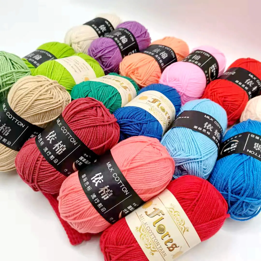 50Gram 4 Ply Acrylic Crochet Sợi 4Ply 8 Ply Sữa Bông Acrylic Sợi Hữu Cơ 5 Ply Sữa Bông Sợi 100G Cho Bé Áo Len