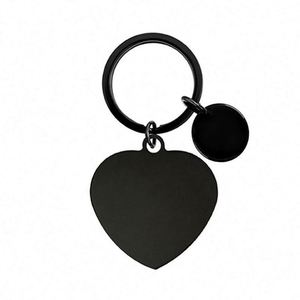Promotion Heart Metal Key Chain Engrave Logo Personalize Blank Stainless Steel Keychains for DIY <b>Custom</b> Logo Couple Name QR Code - Product Image 5