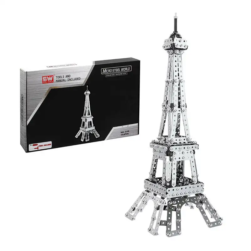 Edifício de renome mundial DIY Assembleia Brinquedo Aço Inoxidável Paris Torre Modelo Building Block Toy Para Adultos 3D Metal Puzzle Brinquedos