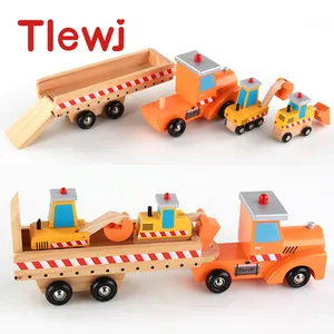 Mô hình xe hơi của bé trai tlewj Bộ xe kỹ thuật nhận thức giáo dục sớm máy xúc gỗ Đồ chơi giáo dục trẻ em 1 hộp công cụ