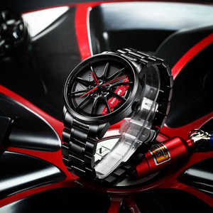 นาฬิกาข้อมือผู้ชายลายล้อรถ นาฬิกาสปอร์ตกันน้ำ นาฬิกาควอตซ์ลายขอบล้อรถยนต์ Relogio - Product Image 2