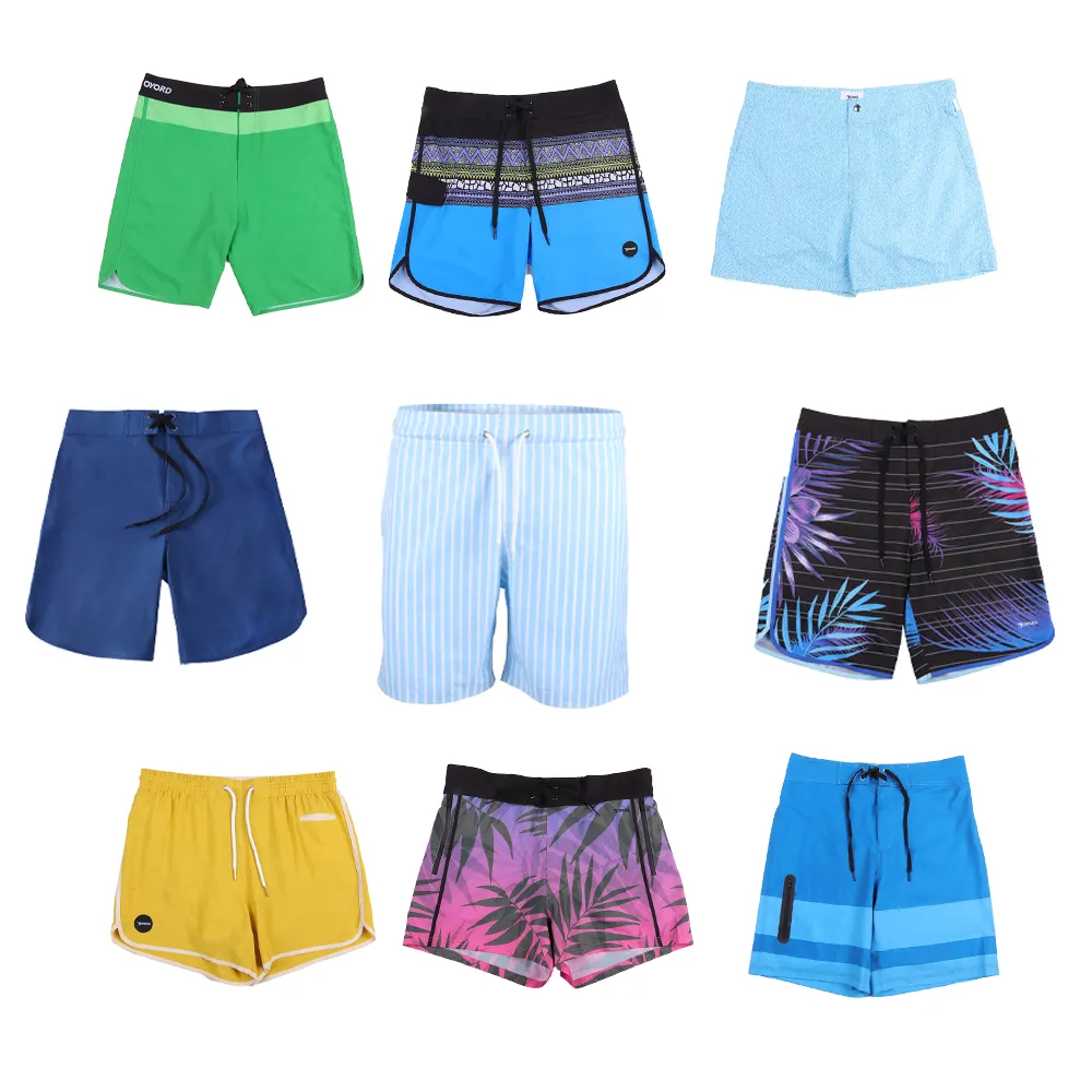 Kunden spezifisch bedrucktes recyceltes Polyester Chlor beständige Herren-Strands horts Badehose Damen-Bades horts mit Mesh-Slip