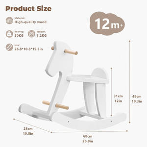 Jouet <span class=keywords><strong>cheval</strong></span> <span class=keywords><strong>à</strong></span> <span class=keywords><strong>bascule</strong></span> en bois blanc pour <span class=keywords><strong>18</strong></span> <span class=keywords><strong>mois</strong></span> + enfant/enfant en bas âge intérieur/extérieur Ride Animal Home Decor pour garçon et fille - Product Image 6
