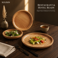 Assiette Ronde en Bois d'Acacia Écologique, Plat de Service en Bois pour Restaurant et Hôtel, Usinage CNC