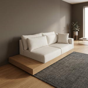 Sofá Seccional Moderno con Plataforma Cuadrada, Sofá Minimalista de Asientos Bajos, Base de Madera, Muebles Contemporáneos para Sala de Estar de Villa - Product Image 3