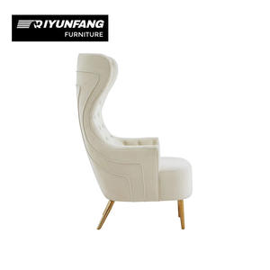 Ghế thư giãn hiện đại lưng cao kiểu dáng sang trọng, chân thép không gỉ, bọc nhung, dành cho phòng khách - Product Image 5