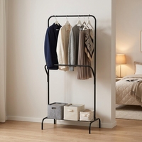 Porte-vêtements métallique double barre détachable à prix réduit, idéal pour salle de bain et usage domestique – Meilleure vente