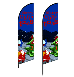 عيد الميلاد في الهواء الطلق صالون الحلاقة الإعلانات الكبيرة لافتة الطيران مع موقف القطب قاعدة الأعلام الترويجية - Product Image 1