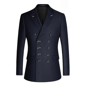 Nuovo abito Slim doppiopetto da <span class=keywords><strong>uomo</strong></span> Casual professionale <span class=keywords><strong>blu</strong></span> <span class=keywords><strong>scuro</strong></span> <span class=keywords><strong>blu</strong></span> <span class=keywords><strong>scuro</strong></span> e grigio moda da esportazione - Product Image 4