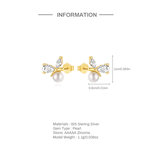 Boucles d'oreilles en argent sterling S925 avec perle d'eau irrégulière en forme de fleur croissante pour usage quotidien - Product Image 6