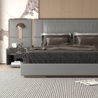 Lit en cuir italien de luxe meubles de maison modernes ensemble de chambre à coucher de taille Queen avec cadre de lit King rembourré doux pour usage domestique