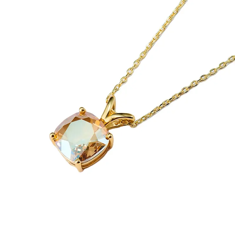 Alta qualidade 14k ouro chapeamento multi cores almofada, corte áustria cristal diamante colar brincos conjunto de jóias