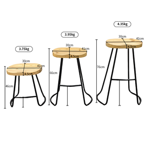Sedia di Lusso Moderna <span class=keywords><strong>in</strong></span> <span class=keywords><strong>Legno</strong></span> Massello con Sgabello Alto <span class=keywords><strong>in</strong></span> <span class=keywords><strong>Legno</strong></span> <span class=keywords><strong>e</strong></span> Gambe <span class=keywords><strong>in</strong></span> <span class=keywords><strong>Ferro</strong></span>, Colore Personalizzabile per Sala da Pranzo, Bar, Hotel o Soggiorno - Product Image 3