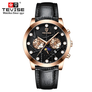 Fully Automatic Black Mechanical Men's Waterproof Business Watch with Moon Phase and Large Dial - Product Image 1
