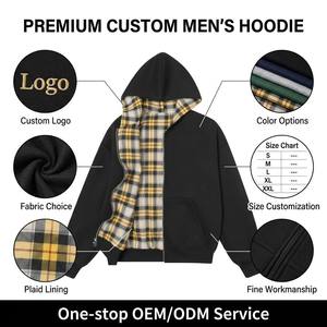 Sudadera con capucha de doble cara, forro reversible, cremallera completa, algodón de punto grueso, estilo retro, oversize, estampado personalizado, streetwear para hombre - Product Image 3
