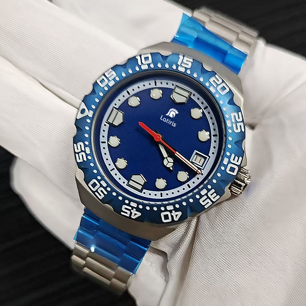 Blue dial mechanical watch