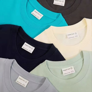 Personalizado pesado <span class=keywords><strong>de</strong></span> algodón <span class=keywords><strong>de</strong></span> manga corta patrón sólido camiseta <span class=keywords><strong>de</strong></span> gran tamaño liso cuello redondo en stock camisetas en blanco <span class=keywords><strong>para</strong></span> <span class=keywords><strong>la</strong></span> impresión - Product Image 1