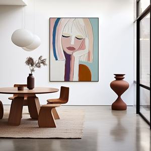 Pintura al Óleo Abstracta Minimalista Hecha a Mano, Arte de Pared Enmarcado para Decoración de Apartamentos y Hoteles Urbanos - Product Image 1