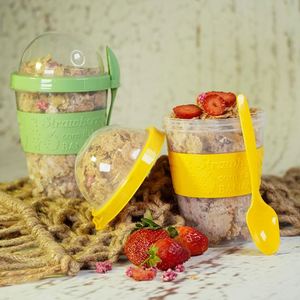 Custom High Quality Overnight Cereal Oat Cup Breakfast Portable Salad Fruit Jar Yogurt <b>Container</b> Juice Milk Salad Breakfast Cup - Product Image 4