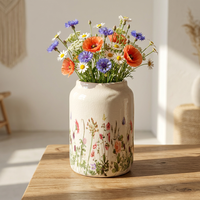 Jarrón Decorativo de Porcelana ARM LVG, Estilo Vintage, Textura Natural, Esmalte Craquelado, Diseño de Mariposas y Flores, Feng Shui, para Bodas