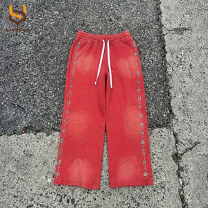 Conjunto de Sudadera con Capucha y Pantalones Deportivos Anchos con Estilo Vintage, Lavado Ácido, Remaches y Pedrería - Product Image 3