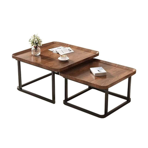 Juego de Mesa de Centro y Mesa Auxiliar de Diseño Nórdico Moderno, <span class=keywords><strong>Madera</strong></span> y Metal, Ecológico, Fácil de Limpiar, Muebles Decorativos para el Hogar - Product Image 2