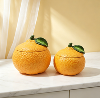 Schattige oranjevormige keramische voorraadpot met deksel, handgeschilderd fruitdesign, suikerpot, snoepcontainer voor aanrechtblad in de keuken
