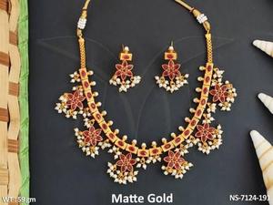 Ensemble de collier Kemp en or mat antique, magnifique et élégant, bijoux traditionnels pour les occasions spéciales - Product Image 2