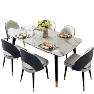 luxury dining room table chair set Scandinavian marble dining table and chair combination modern marble top dining table