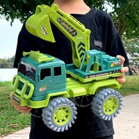 Ensemble de jouets de véhicules d'ingénierie en plastique ABS à grande échelle 1:5 pour garçons et tout-petits : Excavatrice, Bétonnière, Voiture à roulettes, Camion à outils d'assemblage