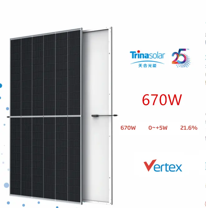 Panneaux solaires Trina Ultra haute puissance 600 watt-Mono demi-cellule panneau solaire Trina prix 670watt 600 w 640w 630w