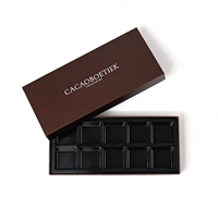 Boîte cadeau de luxe portable pour chocolats, emballage rigide personnalisé marron avec couvercle et base, doublure en mousse, plateau alvéolé, impression couleur premium