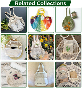Étiquette personnalisée avec le logo de la marque Colorful Net <span class=keywords><strong>Crochet</strong></span> String Farmers Market Bag Shopping Grocery Cotton Mesh Bag - Product Image 5