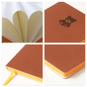 Carnet en cuir PU personnalisable A5 de haute qualité avec motif <span class=keywords><strong>petit</strong></span> ours, couverture souple et bordure colorée mignonne, reliure rigide pour l'école, emballé en OPP - Product Image 5