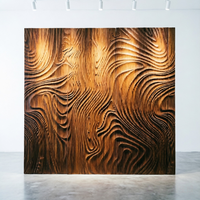 Panneau mural en MDF plaqué bois E0, sculpté en relief, sculpture 3D, revêtement cannelé pour mur d'accentuation d'intérieur d'appartement de luxe