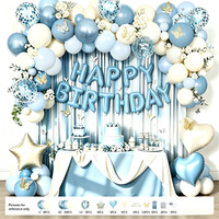 Kit d'arche de ballons pour fête d'anniversaire, comprenant des ballons lettres Joyeux Anniversaire vert crème à effet feuille d'aluminium et un rideau de pluie décoratif, fournitures de décoration en gros