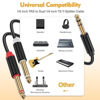 Câble audio stéréo Y Splitter 6,35 mm (1/4 pouce) TRS mâle vers 2x 6,35 mm (1/4 pouce) TRS mâle pour guitare