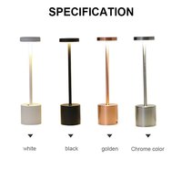Lampe de table en fer sans fil à commande tactile LED, portable, 3 couleurs, gradation progressive, alimentée par batterie, moderne, rechargeable 5V