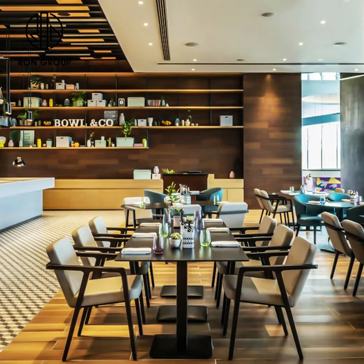 Mobiliário de restaurante personalizado com design 3D, estilo nórdico, mesa interna para banquetes, café, cabine de cadeiras, sofá