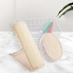 Factory Direct Selling High Quality Natural Loofah Exfoliating Back Bath Scrubber Sponge Belt For Body Shower