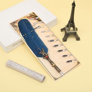 New European <b>Retro</b> Feather <b>Gift</b> Pen Art Signature Pen Exchangeable Nib Fountain Pen - Product Image 6