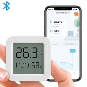 Tuya เซ็นเซอร์วัดอุณหภูมิและความชื้น,หน้าจอ LCD ดิจิตอลขนาดเล็กเข้ากันได้กับ BLE APP รีโมทคอนโทรลเทอร์โมมิเตอร์ในร่ม Hygrometer