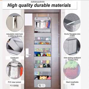 Sac de rangement suspendu à la porte en tissu non tissé gris sérigraphié à cinq couches, pliable, avec fenêtre en maille, modèle 2024 - Product Image 4