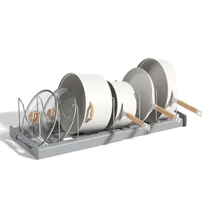 NISEVEN Metal Heavy Duty Pan Rack porta Organizer con 7 divisori divisori espandibili Pan Organizer