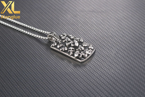 Collar con Colgante de Calavera Estilo HipHop de Acero Inoxidable 316L Personalizado, Etiquetas Cuadradas, Colgantes y Dijes Finos para Hombres y Mujeres - Product Image 4