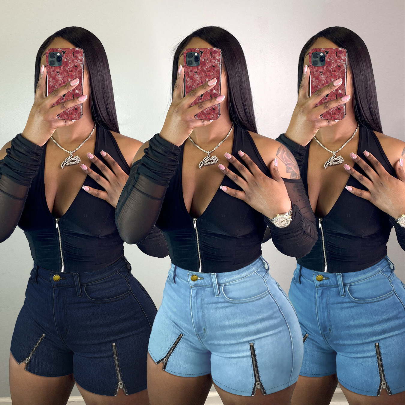 W8712-модные новые женские джинсовые шорты с высокой талией